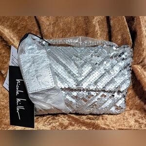 Nicole Miller Silver Crossbody Bag Elegant Metallic Finish